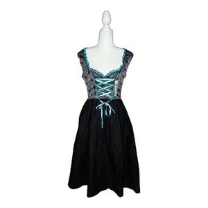 Elegant Black and Blue Midi Dress